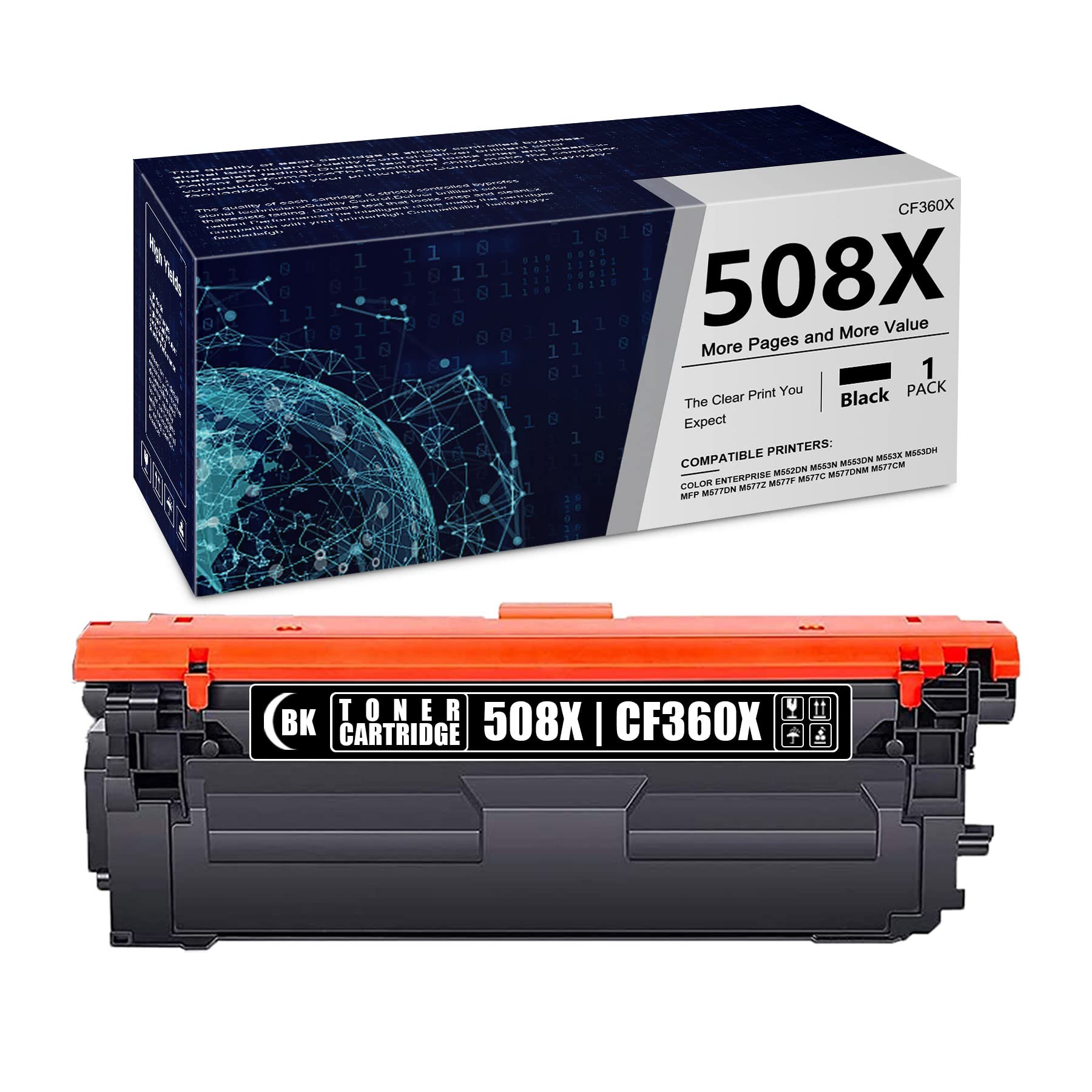 High Yield ZEOSEROE Black 508X CF360X 508A Toner Cartridge - Compatible Replacement for HP Color Enterprise M552dn M553n M553dn M553x M553dh MFP M577 Series Printers - Perfect for Office & High Volume Printing Needs