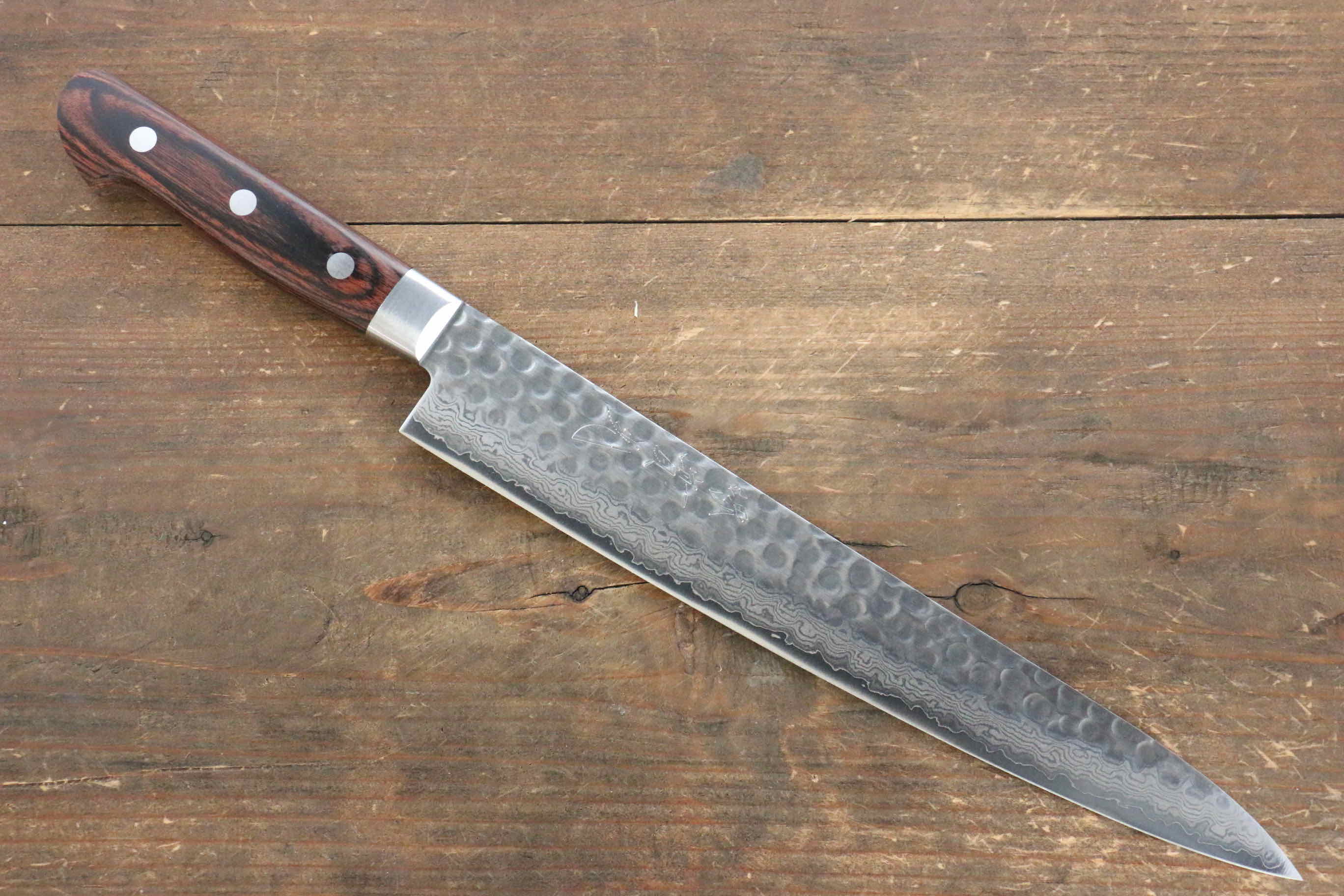 Premium Jikko VG10 17-Layer Sujihiki Knife 240mm - Japanese Sushi & Sashimi Chef Knife with Mahogany Handle - Perfect for Slicing Raw Fish, Meat & Vegetables