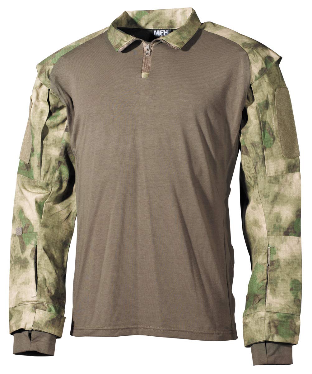 MFH Men's US Tactical Shirt - HD Digital Camo FG Pattern - Lightweight Quick-Dry Military Shirt for Outdoor Hunting, Hiking & Tactical Training