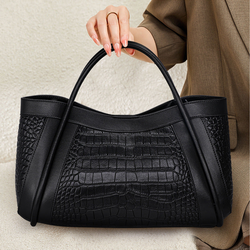 Premium Genuine Leather Tote Bag for Women - Large Capacity Shoulder Bag & Crossbody Purse - Perfect for Work, Travel & Everyday Use