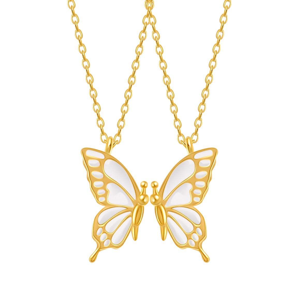 Best Friend Necklace Set for Women - 2 Piece Butterfly BFF Necklaces for Long Distance Friendship, Graduation & Birthday Gifts | Perfect for Matching Jewelry with Your Bestie