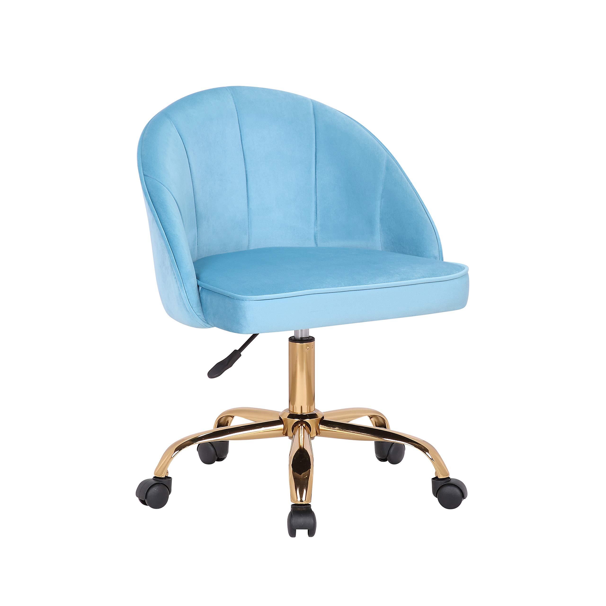 Porthos Home Cabot Velvet Desk Chair with Circular Back & Gold Legs - Ergonomic Office Chair for Home & Workspace, Perfect for Study, Gaming & Remote Work