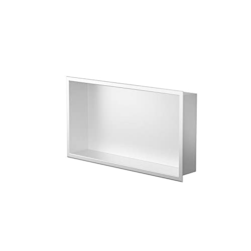 Agua Canada 24x12 Inch Shower Niche Organizer - Modern Wall-Mounted Bathroom Storage Shelf for Shower/Tub | Holds Soap, Bottles & Toiletries | White NOAH Design | Perfect for Small Bathrooms & Spa-Like Showers