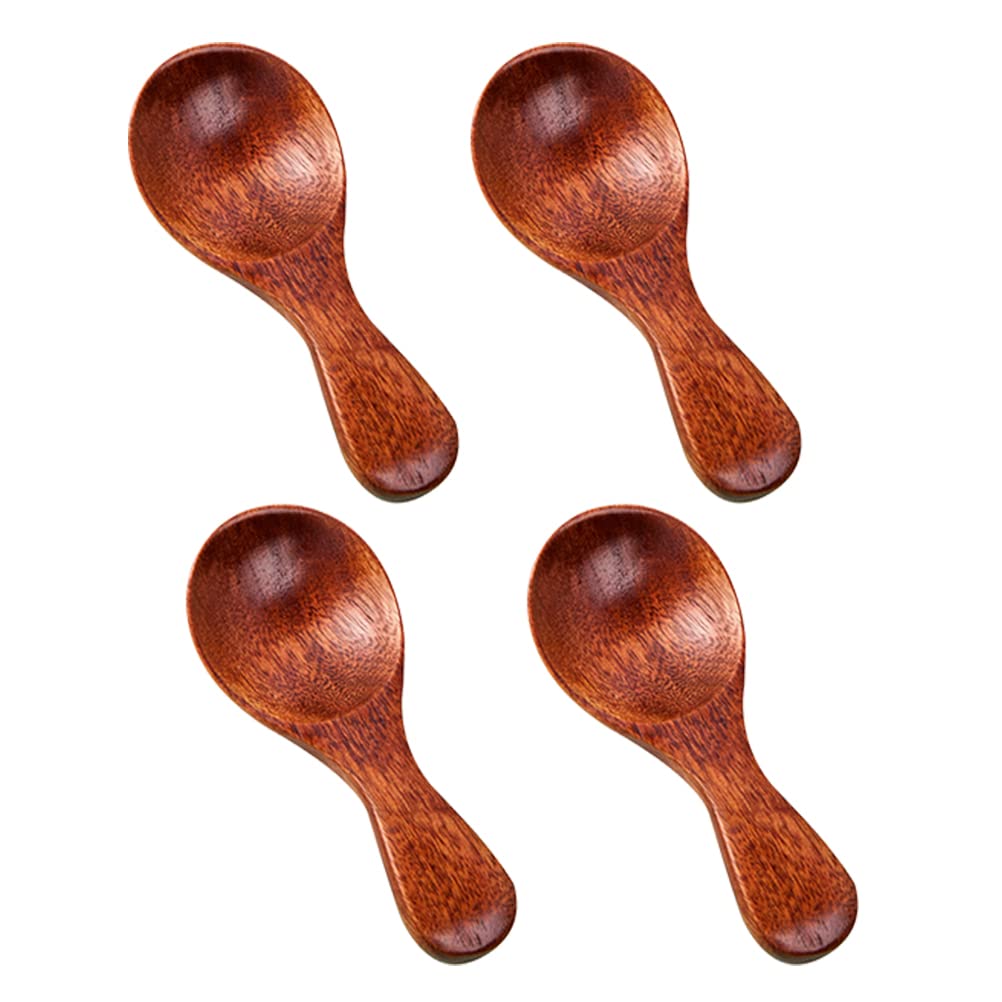 LUOZZY 4-Piece Mini Wooden Spoon Set - Natural Wood Teaspoons for Kids, Coffee, Desserts & Baking | Perfect for Baby Formula, Tea Stirring & Party Serving