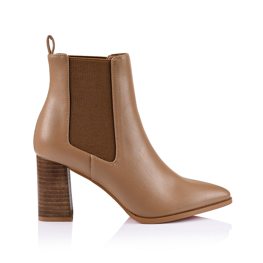 Magellan Chelsea Ankle Boots for Women - Dark Camel Leather Waterproof Winter Boots | Comfortable Slip-On Shoes for Outdoor, Work & Casual Wear