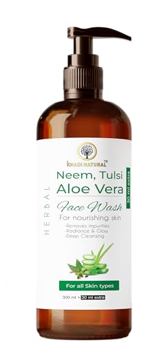 Khadi Natural Enzyme Face Wash for Women & Men - Gentle Foaming Exfoliating Cleanser with Neem, Tulsi & Aloe Vera (300ml) | Daily Skincare Routine for Acne & Sensitive Skin