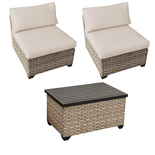 Home Square 3-Piece Patio Furniture Set - 2 Beige Wicker Armless Sofas & Outdoor Storage Coffee Table | Perfect for Garden, Poolside, and Backyard Relaxation