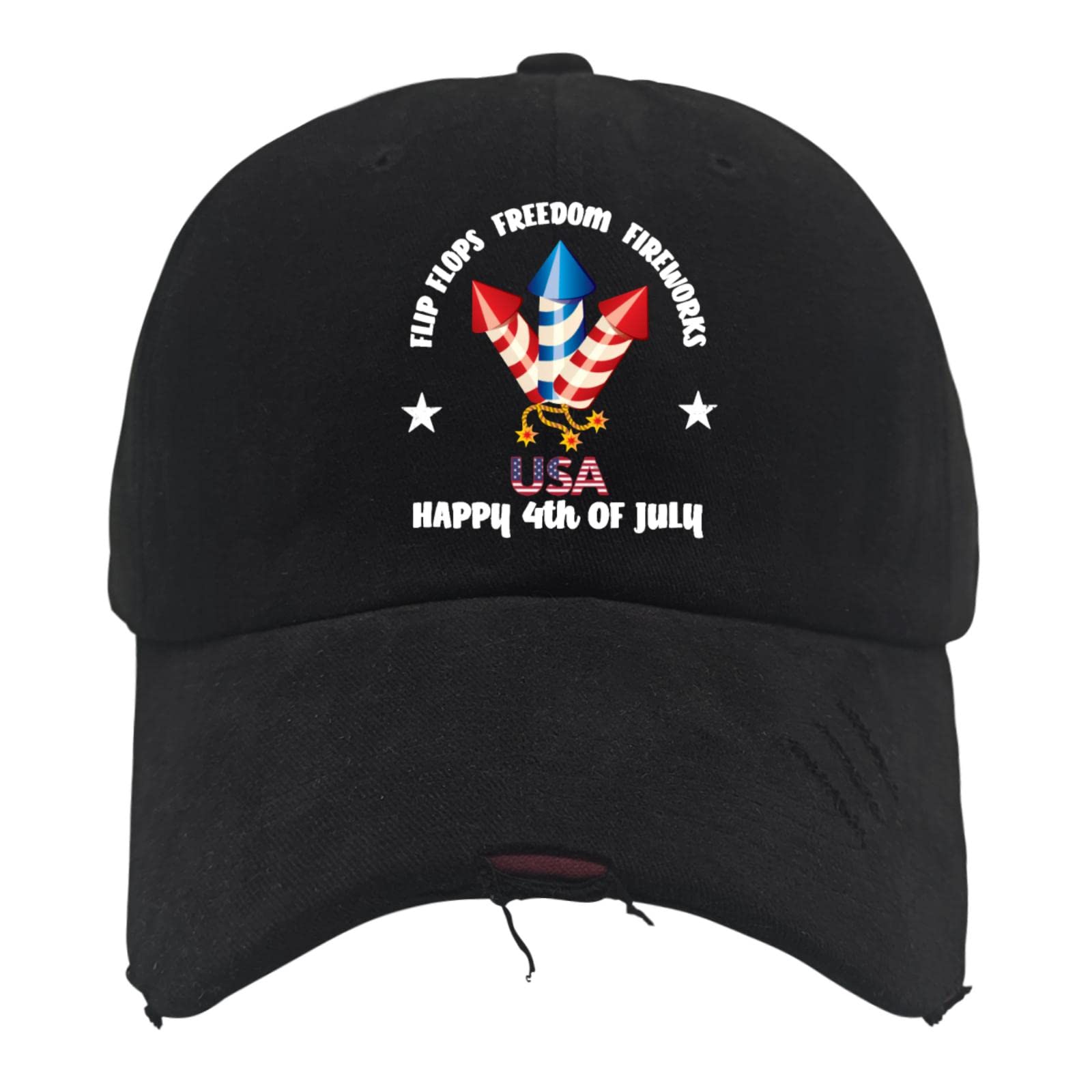 4th of July Patriotic Baseball Caps for Men - Adjustable American Flag Hats & Flip Flops Set - Perfect for Independence Day Celebrations, BBQ Parties, and Fireworks Shows