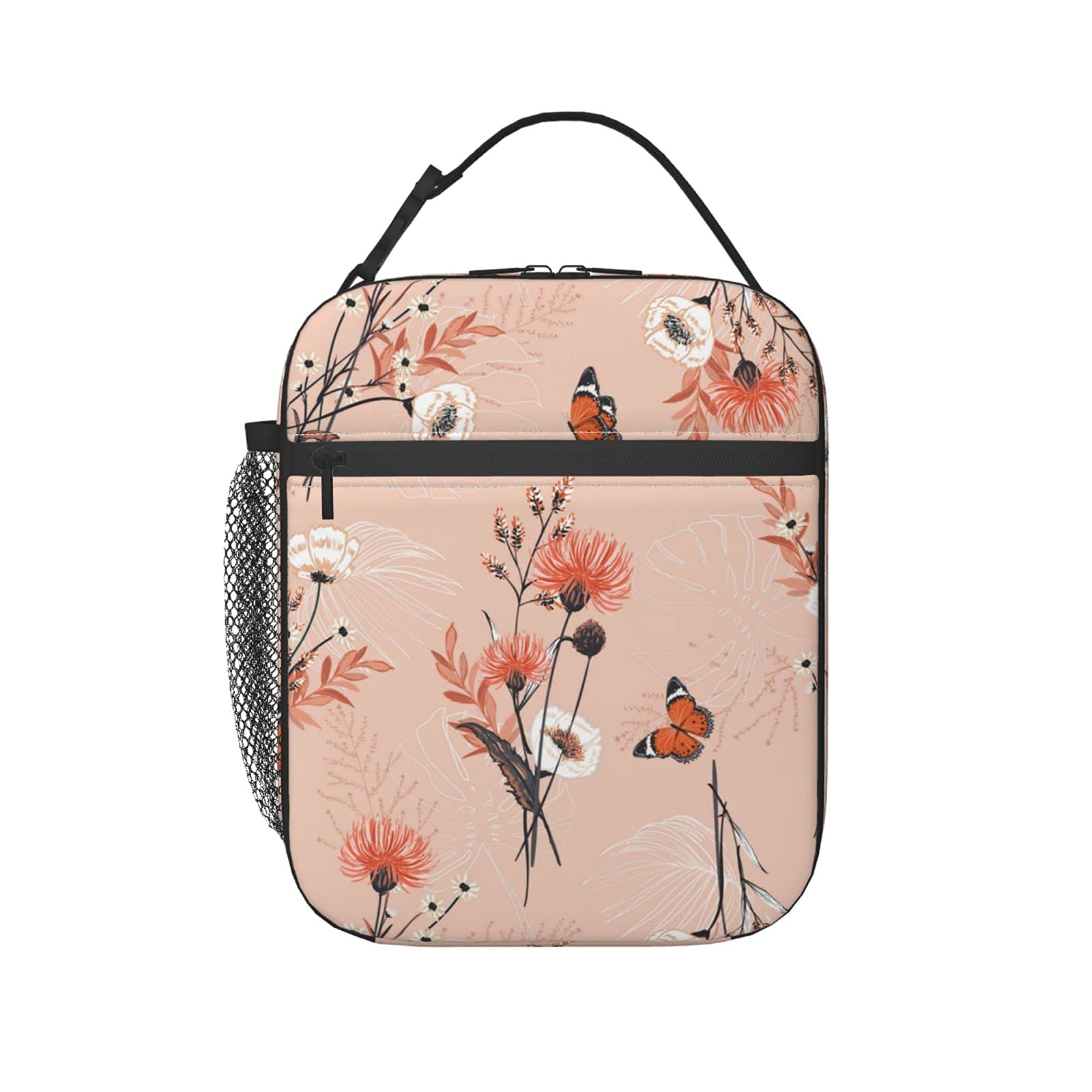 RIUARA Insulated Lunch Box for Women & Men - Blooming Flower & Butterfly Design, Leak-Proof Tote Bag for Work, School, Picnic, Travel & Outdoor Activities | Keeps Food Fresh for Hours