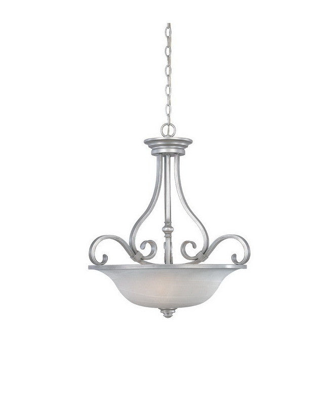 Designer Matte Pewter Finish Three-Light Hanging Pendant Chandelier - Montague Collection 81731 MTP | Perfect for Dining Room, Kitchen Island & Foyer Lighting