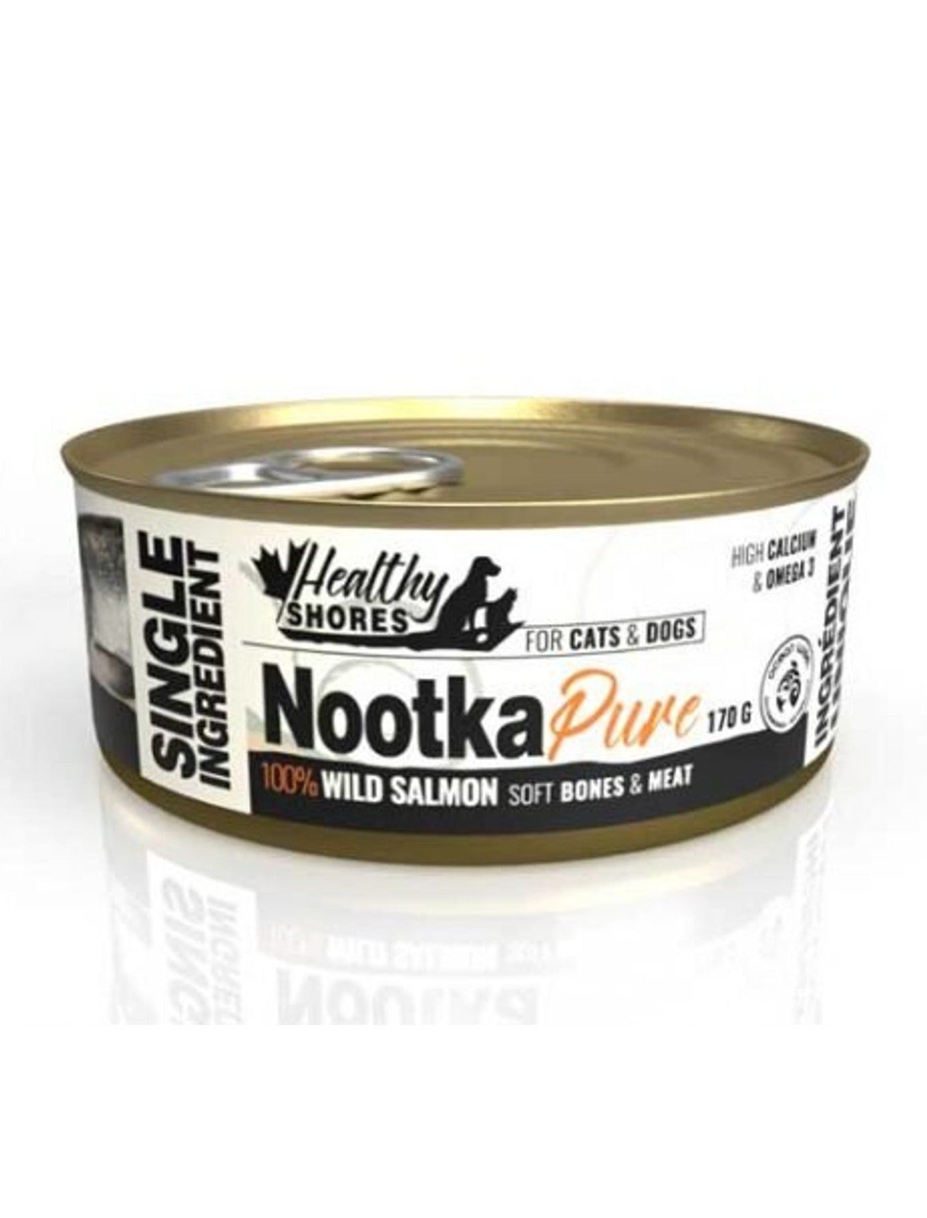 Healthy Shores Nootka Pure 100% Wild Caught Salmon with Soft Bones - 170g Wet Food for Dogs & Cats | High Protein Meal for Pets with Sensitive Stomachs | Perfect for Senior Dogs & Picky Eaters