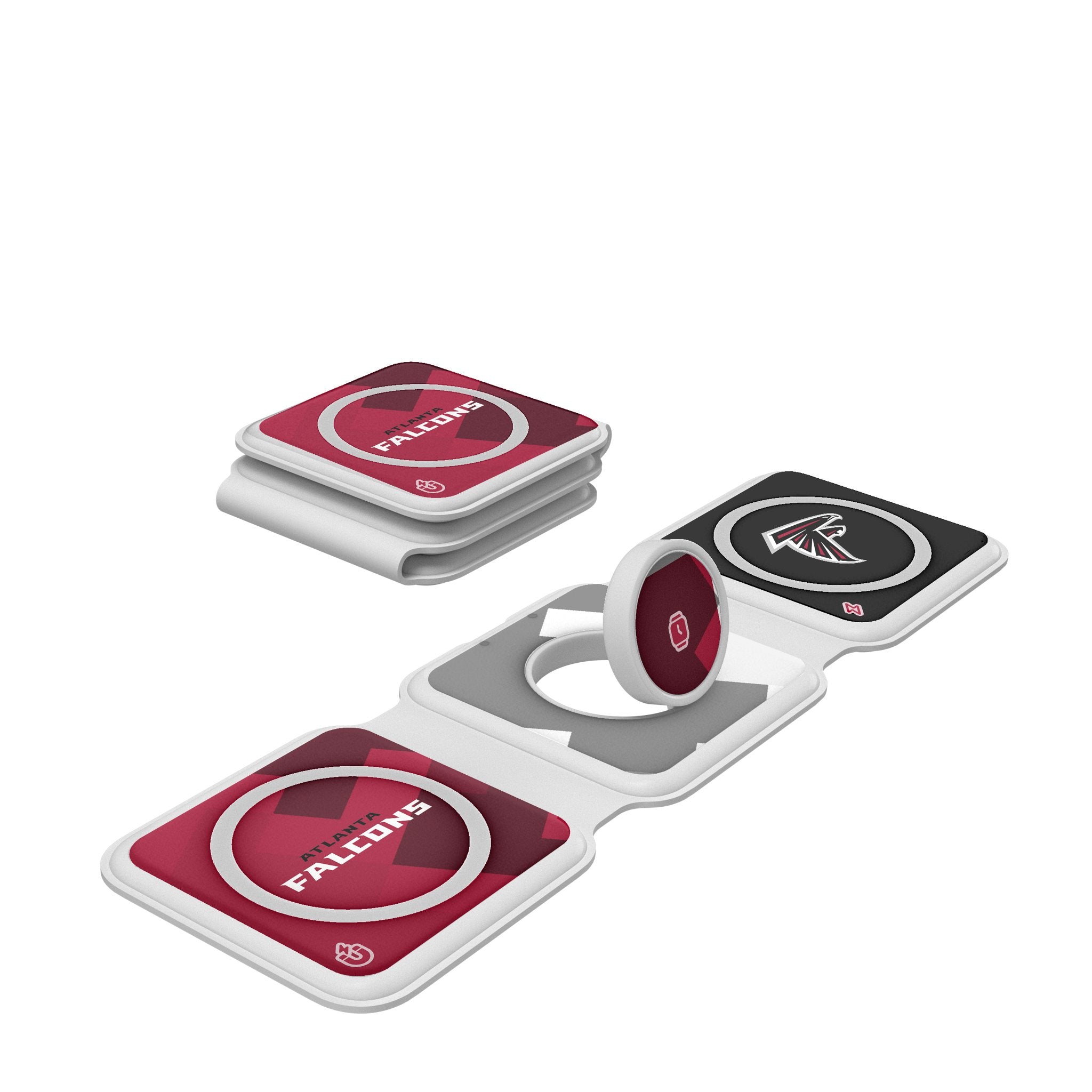 Atlanta Falcons NFL Team Color Block Foldable 3-in-1 Wireless Charger - Fast Charging for iPhone, Android, AirPods - Perfect for Home, Office & Travel