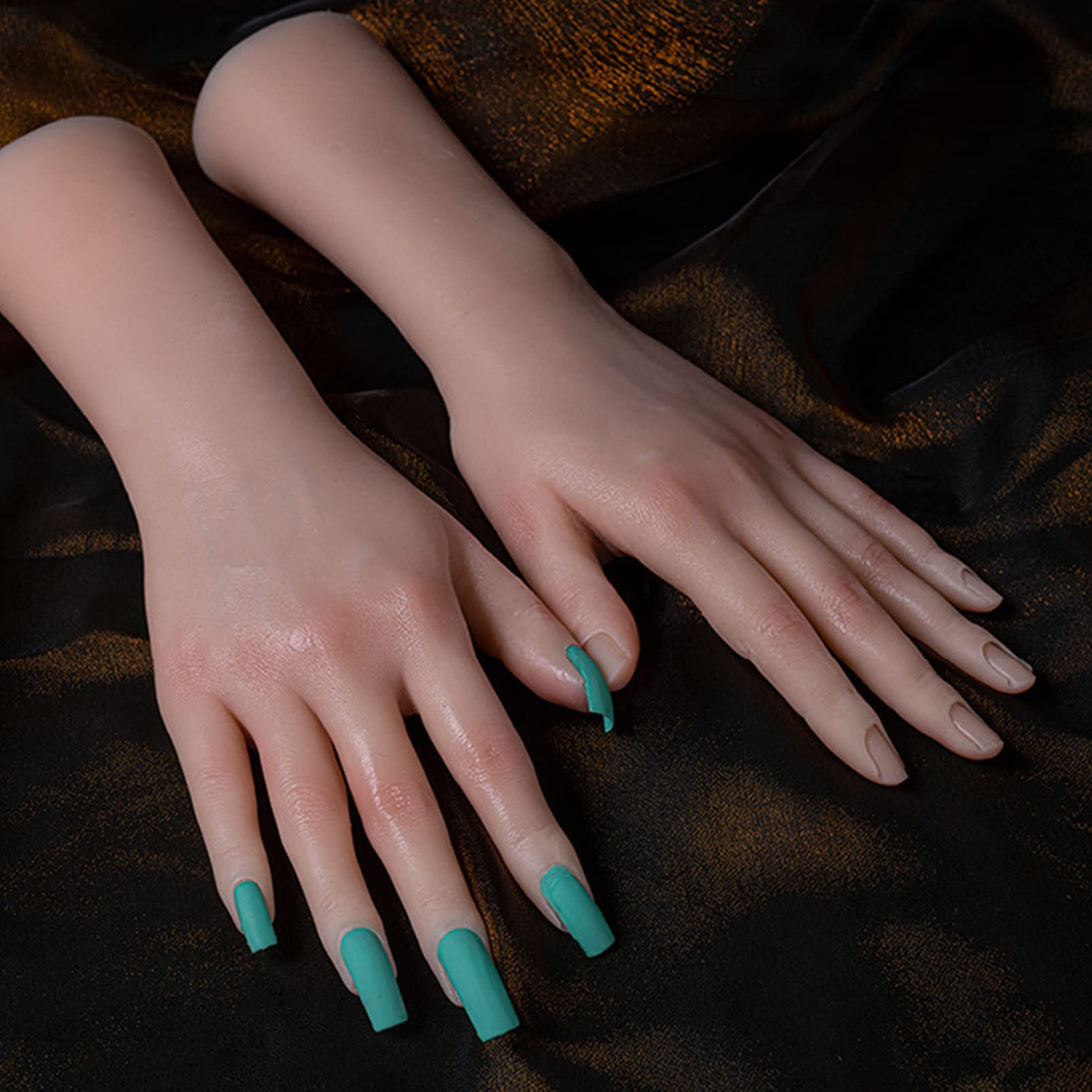 Professional Manicure Silicone Hand Model - Realistic Skin Texture Female Hand Mannequin with Embedded Nails for Nail Art Practice, Salon Training, Fetish Toy (1 Pair) - Perfect for Nail Technicians, Beauty Schools & Adult Fantasy Play