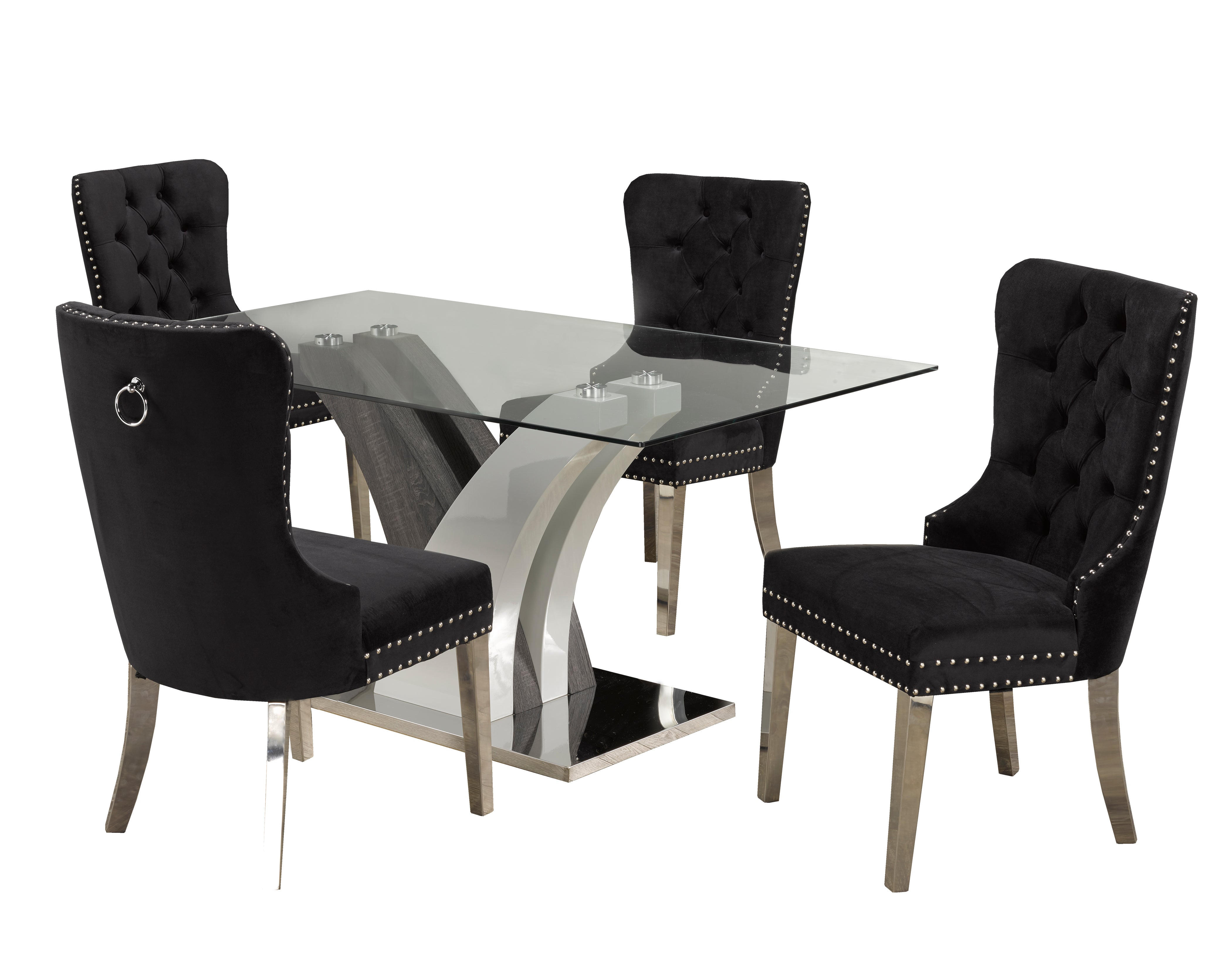 5-Piece Black Dining Room Set - Modern Kitchen Table & Chairs for Small Spaces, Family Meals & Entertaining Guests