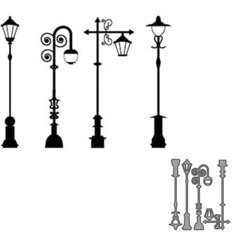 Metal Cutting Dies for Scrapbooking & Card Making - Street Lamp Design Embossing Template, Paper Craft Mould, DIY Greeting Cards, Photo Album Decorations - Perfect for Handcraft Projects, Home Decor & Gift Making