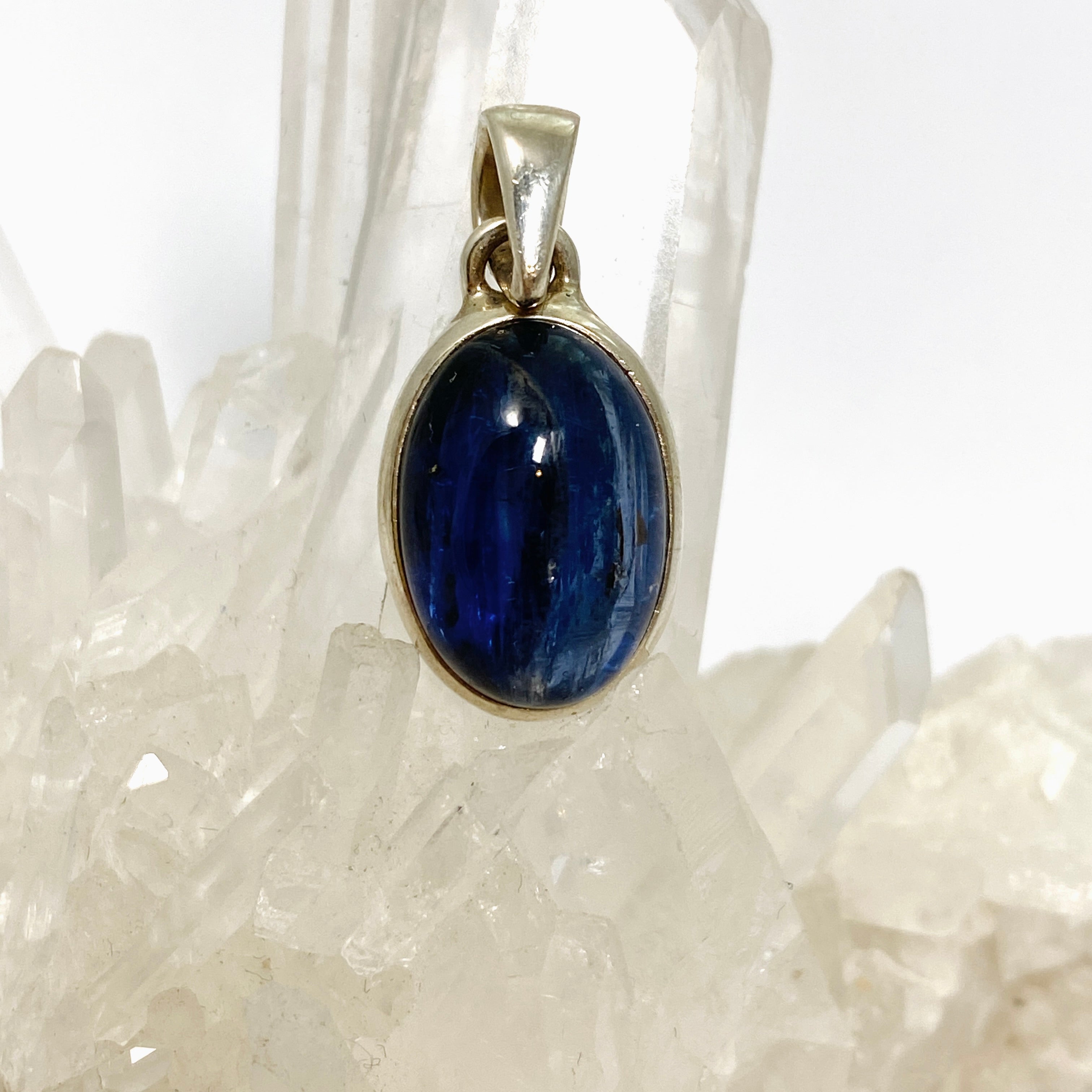 Natural Blue Kyanite Oval Cabochon Pendant Necklace - Handmade Gemstone Jewelry for Women - Perfect for Meditation, Healing & Spiritual Energy Work