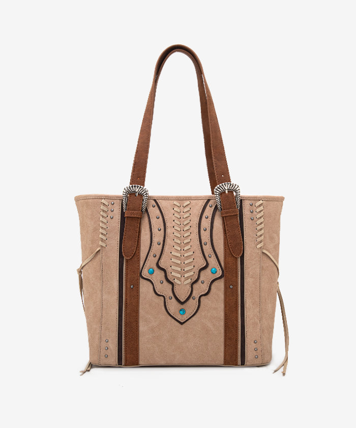 Montana West Whip Stitch Concealed Carry Tote Bag for Women - Stylish & Spacious CCW Purse with Hidden Gun Pocket - Perfect for Everyday Carry, Travel & Self Defense