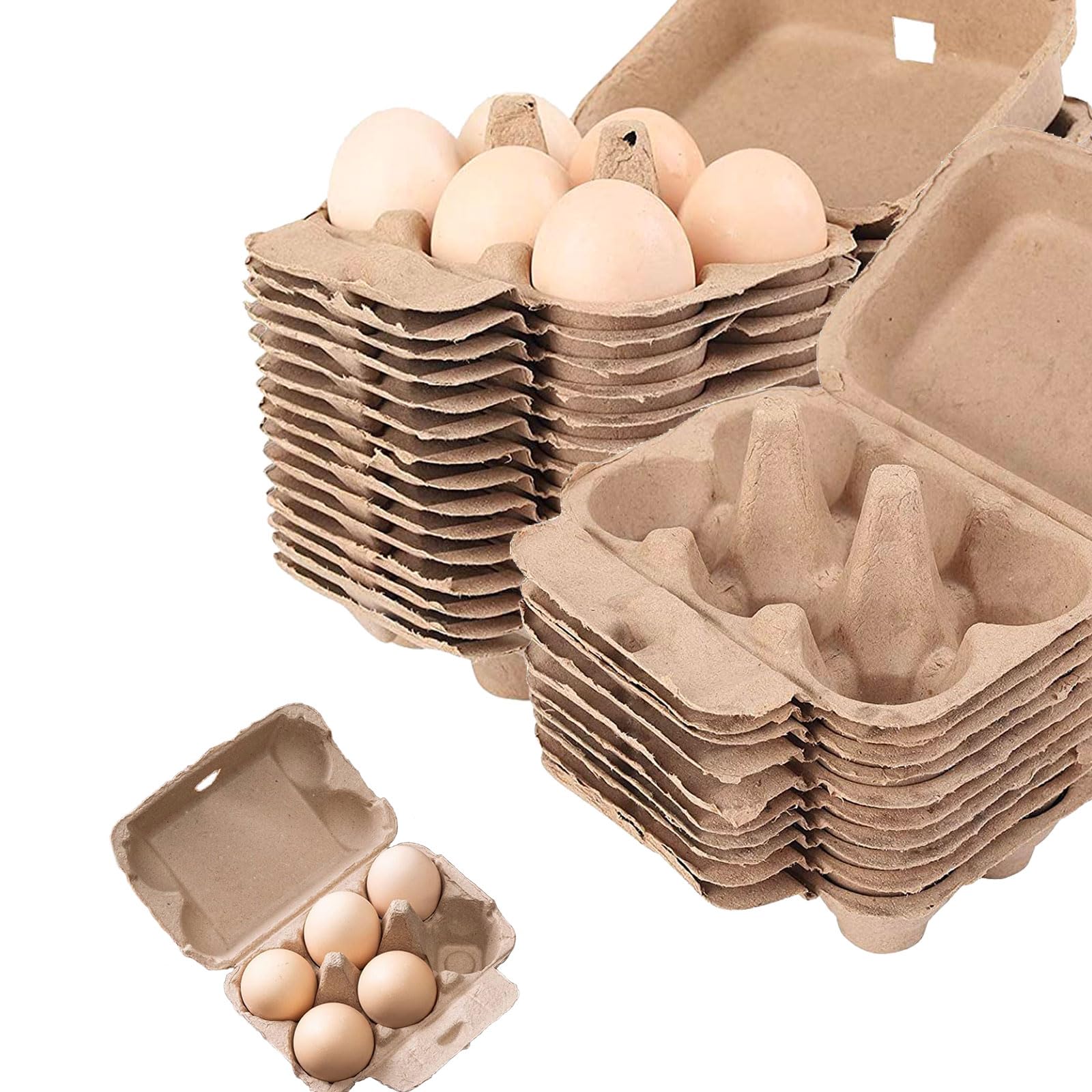 30 Pack Empty Egg Cartons - 6 Pulp Fiber Egg Carriers | Reusable Brown Egg Storage Containers for Kitchen, Farm, Picnic & Travel | Perfect for Farmers Markets, Breakfast Restaurants & Home Organizing