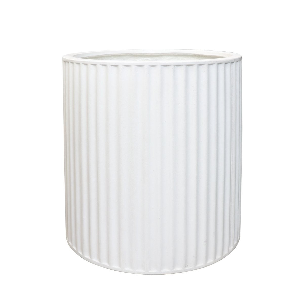 Piako Ribbed White Outdoor Planter - Medium Size Modern Garden Decor for Patio, Balcony & Backyard Landscaping