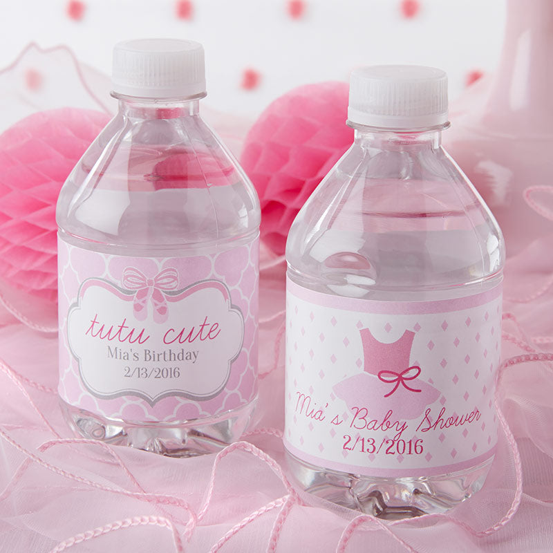 Custom Water Bottle Labels - Personalized Tutu Cute Designs for Kids' Parties, School Events & Baby Showers | Reusable & Waterproof Stickers