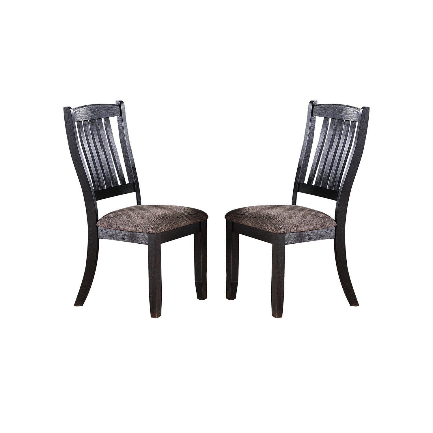 Dark Coffee Fabric Upholstered Side Chairs - Set of 2, Black - Modern Dining Room Chairs for Kitchen, Living Room, and Office