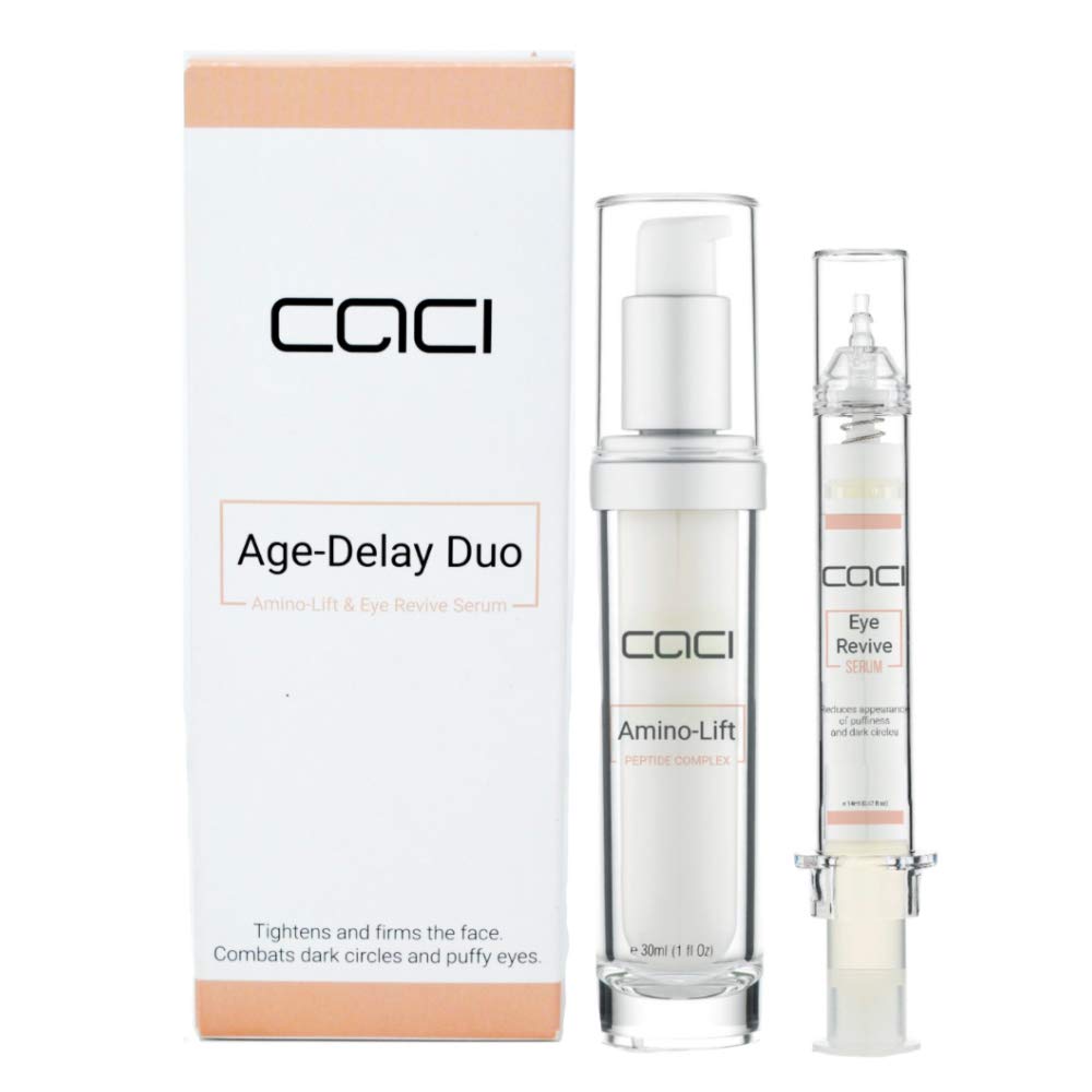 **CACI Age Delay Duo - Amino-Lift & Eye Revive Serum for Wrinkles & Dark Circles | Anti-Aging Skincare Set for Youthful Glow | Perfect for Daily Routine & Night Care**