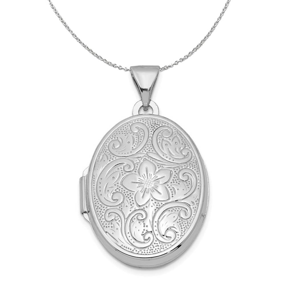 Sterling Silver Floral Locket Necklace - Elegant Gift for Women