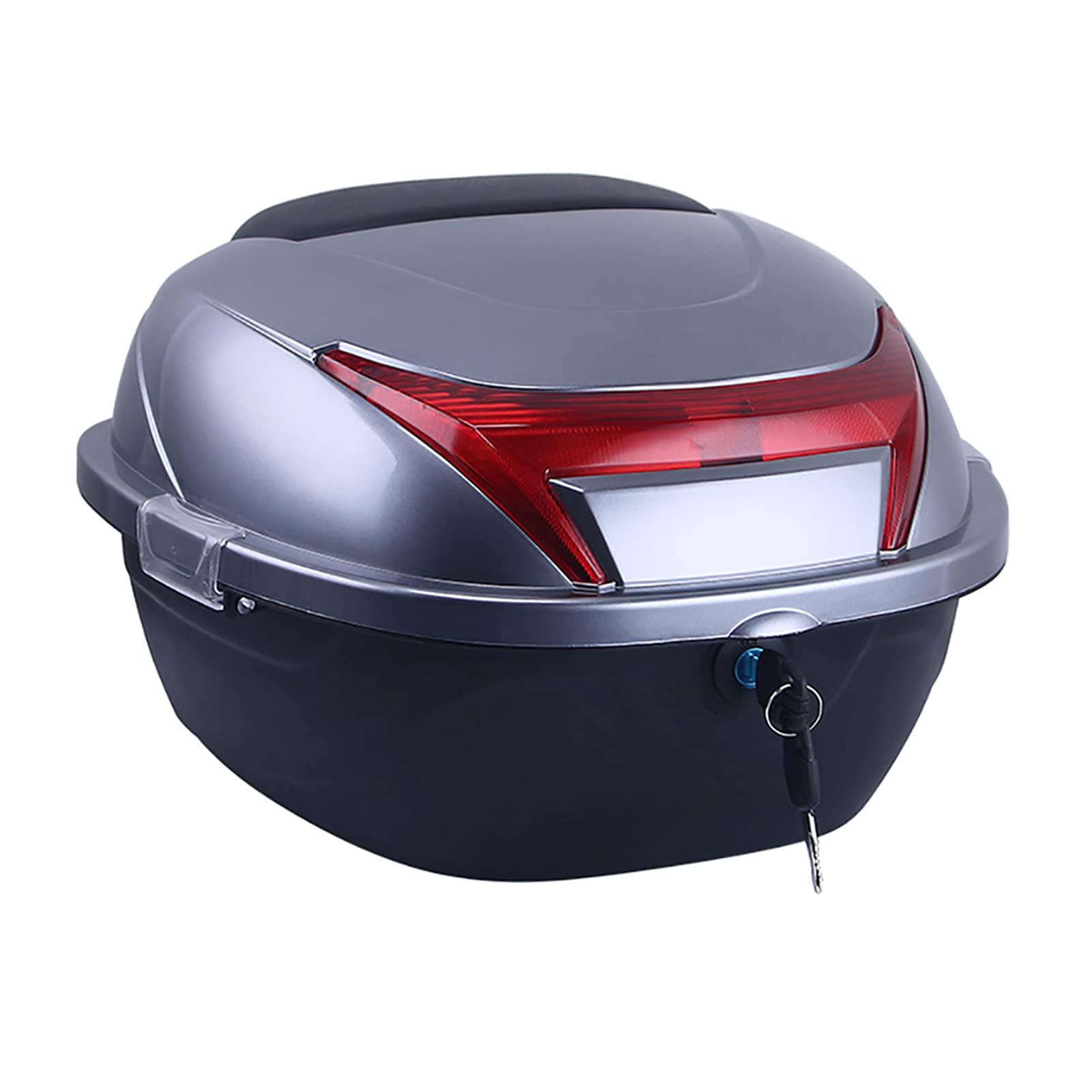 Universal Motorcycle Rear Top Box - 37x32.5x24.5cm Hard Storage Case with Lock for Helmet & Luggage - Waterproof Motorbike Tail Trunk Carrier for Moped, Scooter & Bike - Perfect for Commuting, Travel & Adventure Rides
