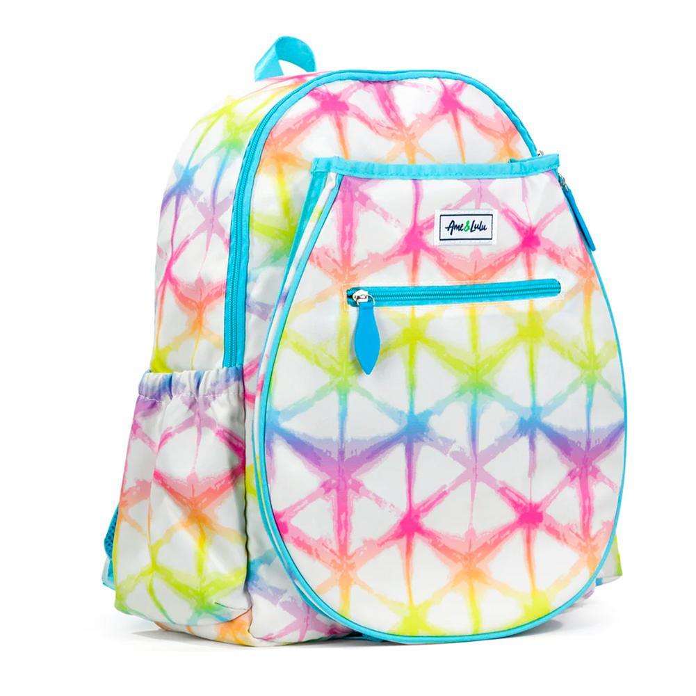 Rainbow Shibori Tennis Backpack for Juniors - Stylish Sports Bag for Girls, School, Travel & Gym - Trendy Tie-Dye Design