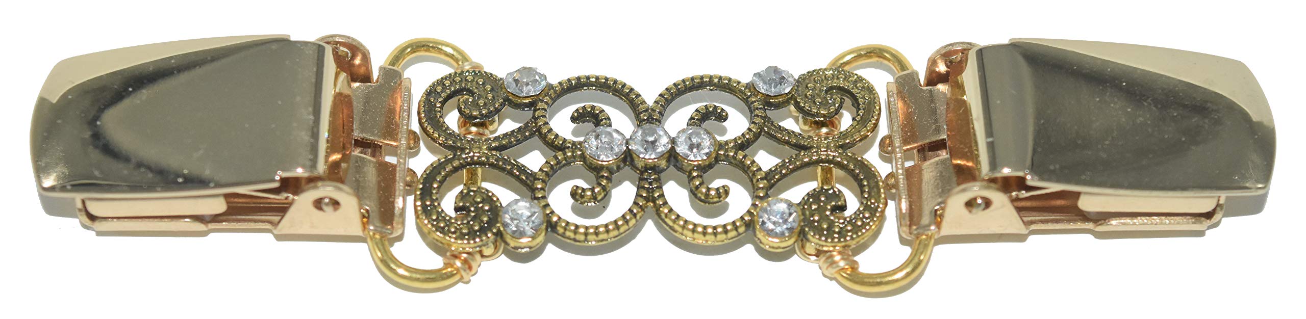 Vintage Crystal Cardigan Clip - Golden Swirl Brooch for Sweaters & Shawls