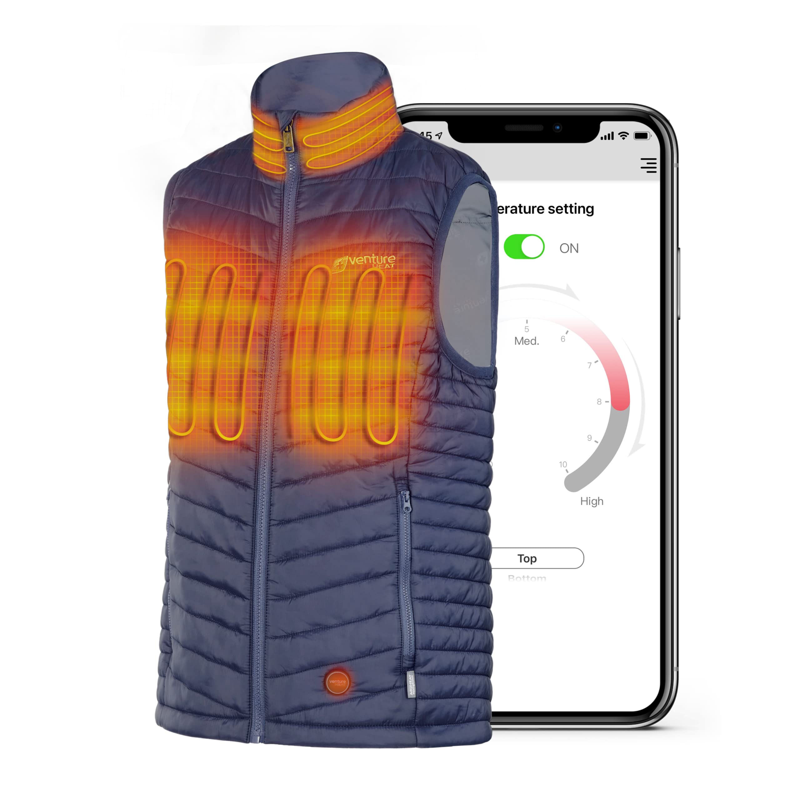 Venture Heat Women's Bluetooth Heated Vest with 13W Rechargeable Battery - USB-Powered Winter Puffer Jacket for Outdoor Activities, Skiing & Cold Weather Commuting