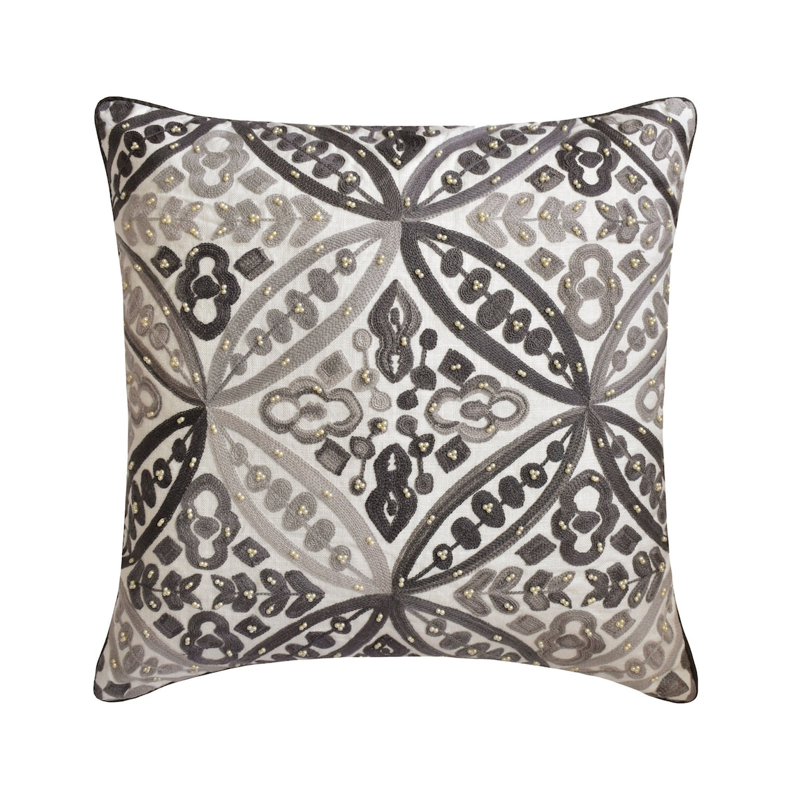 Adilah Grey Cotton Throw Pillow Cover - Soft & Stylish Home Decor for Sofa, Bed, Couch - Perfect for Living Room, Bedroom & Nursery