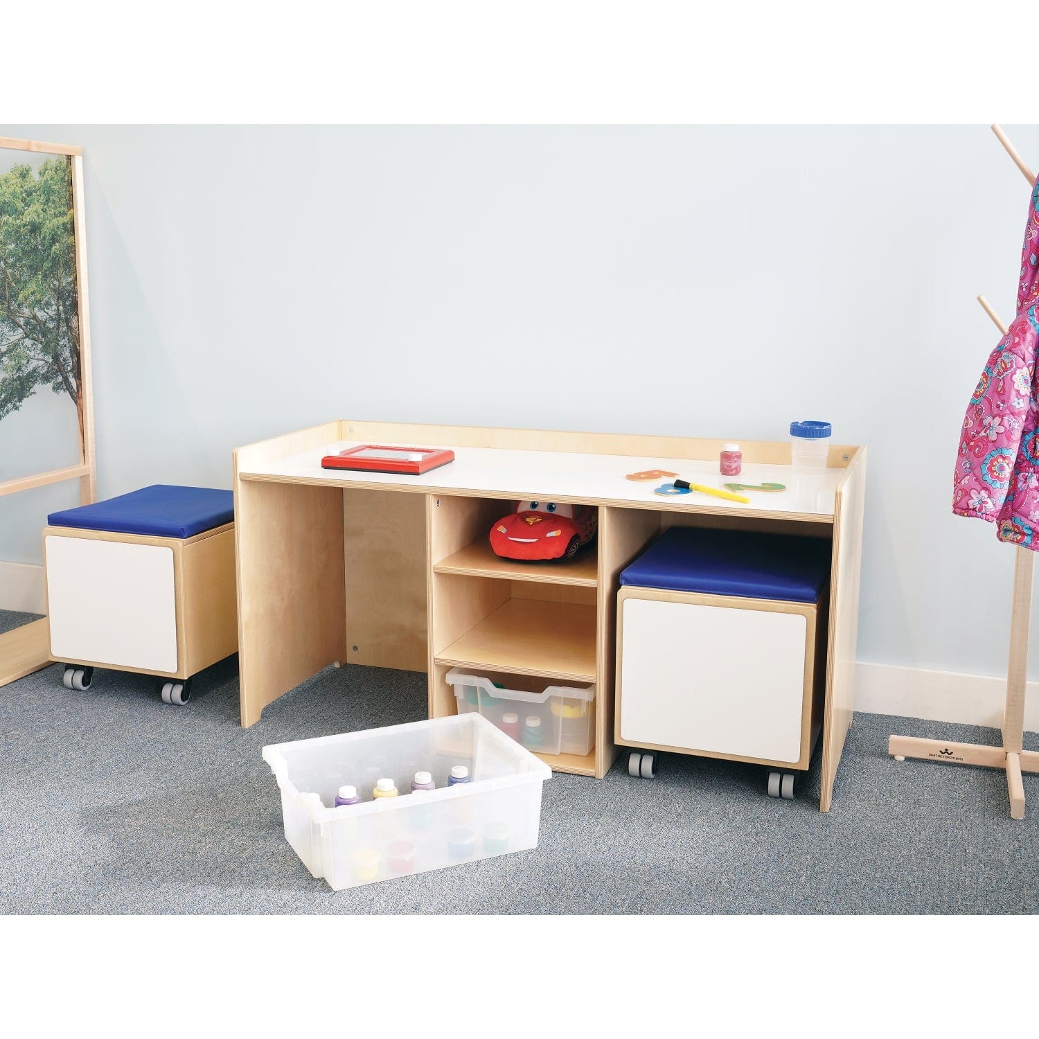 STEM Learning Activity Desk and Mobile Storage Bin Set for Kids - Perfect for Classroom, Homeschool, and Playroom Organization
