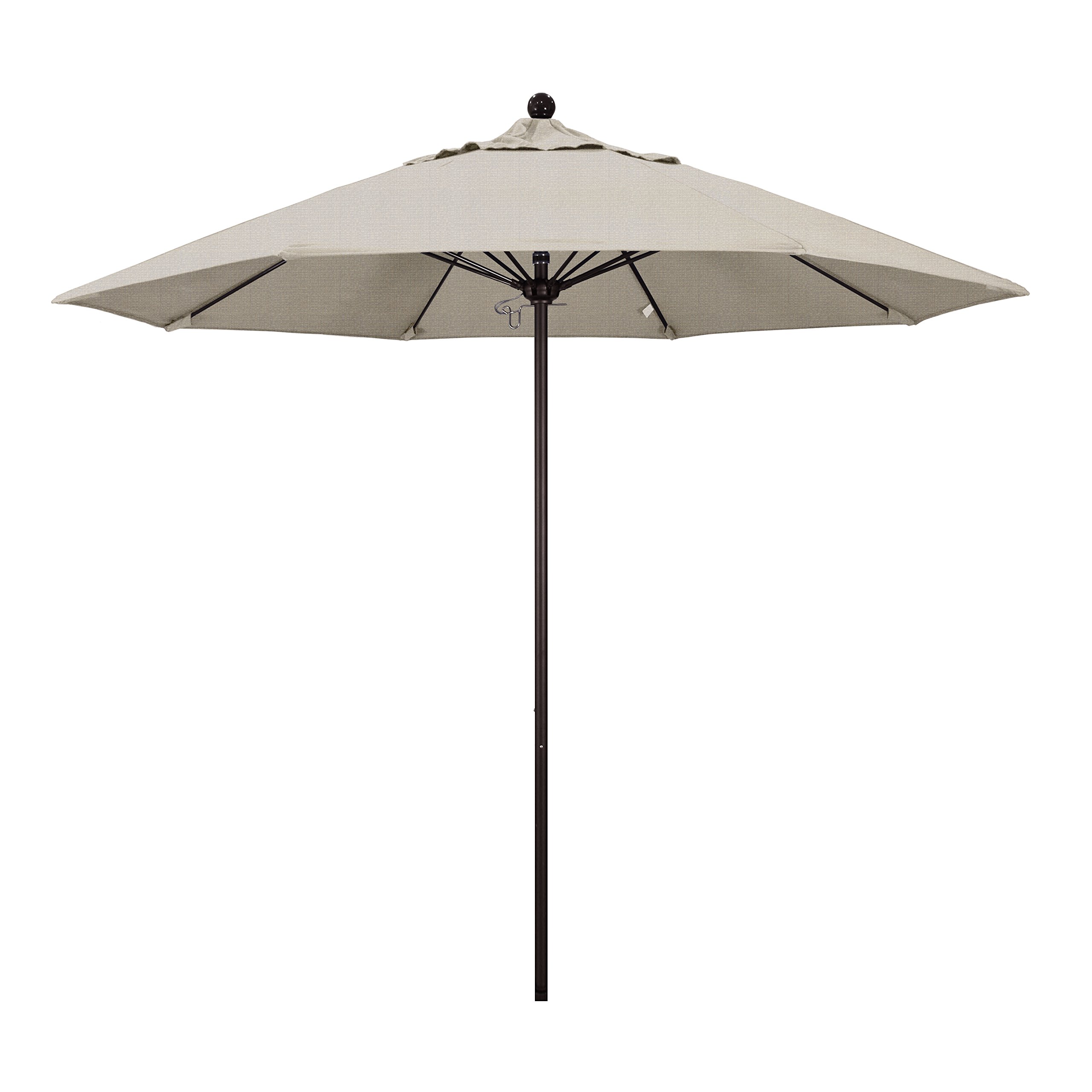 9' Round California Umbrella - Aluminum/Fiberglass Frame with Bronze Pole & Olefin Woven Granite Canopy | Push Open Patio Umbrella for Outdoor Dining, Poolside Lounging & Backyard Relaxation