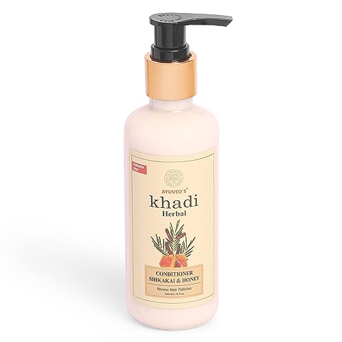 AYUVED'S KHADI Herbal Shikakai & Honey Hair Conditioner - 200ml | Natural Hair Loss Prevention Treatment | For Dry, Damaged Hair & Scalp Care | Perfect for Daily Use & Ayurvedic Hair Routine