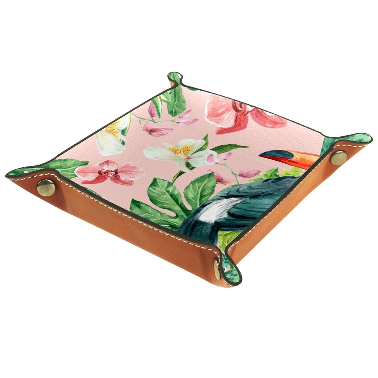 Tropical Flowers & Birds Nightstand Organizer for Men and Women - Perfect for Bedroom, Dresser, or Vanity Storage