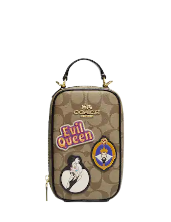 Coach Disney X Coach Eva Phone Crossbody Bag in Signature Canvas with Patches - Stylish Mini Purse for Women, Perfect for Everyday Use, Travel & Disney Theme Outfits
