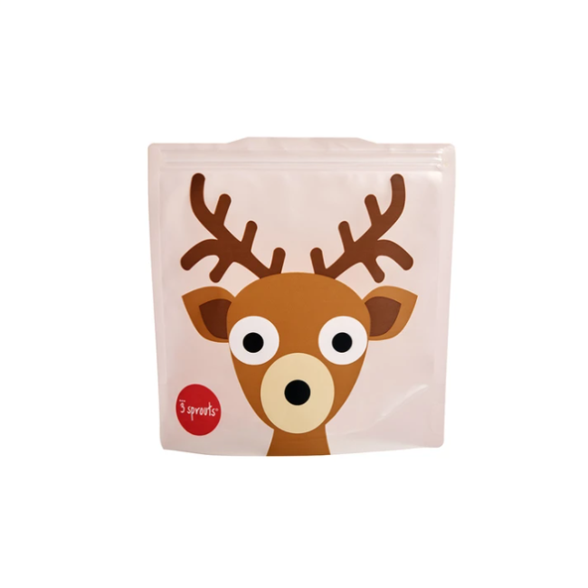 3 Sprouts Deer Insulated Sandwich Bags, 2-Pack - Reusable Lunch Bags for Kids & Adults, Perfect for School, Work, Picnics & Outdoor Activities