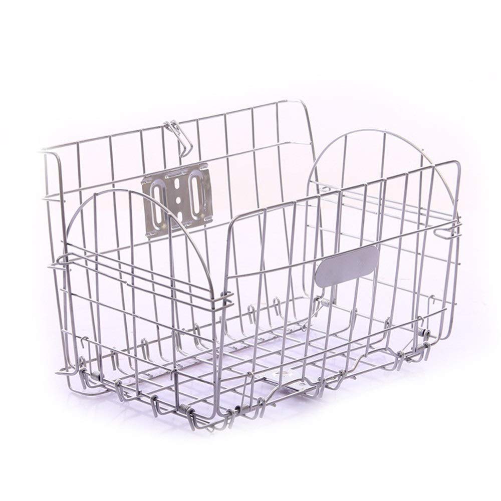 ROBDAE Foldable Detachable Metal Front Bike Basket - Silver 33x20x21cm - Grocery Shopping Bicycle Accessory for Commuting & Outdoor Adventures