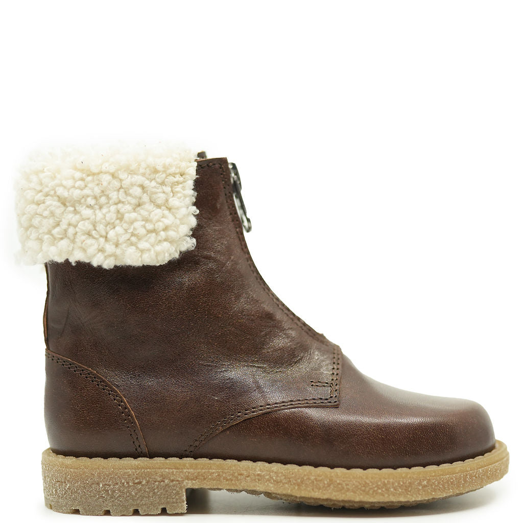 Pepe Brown Shearling Zipper Boots - Women's Winter Snow Boots with Warm Faux Fur Lining, Waterproof & Slip-Resistant - Perfect for Cold Weather, Snowy Days & Outdoor Adventures