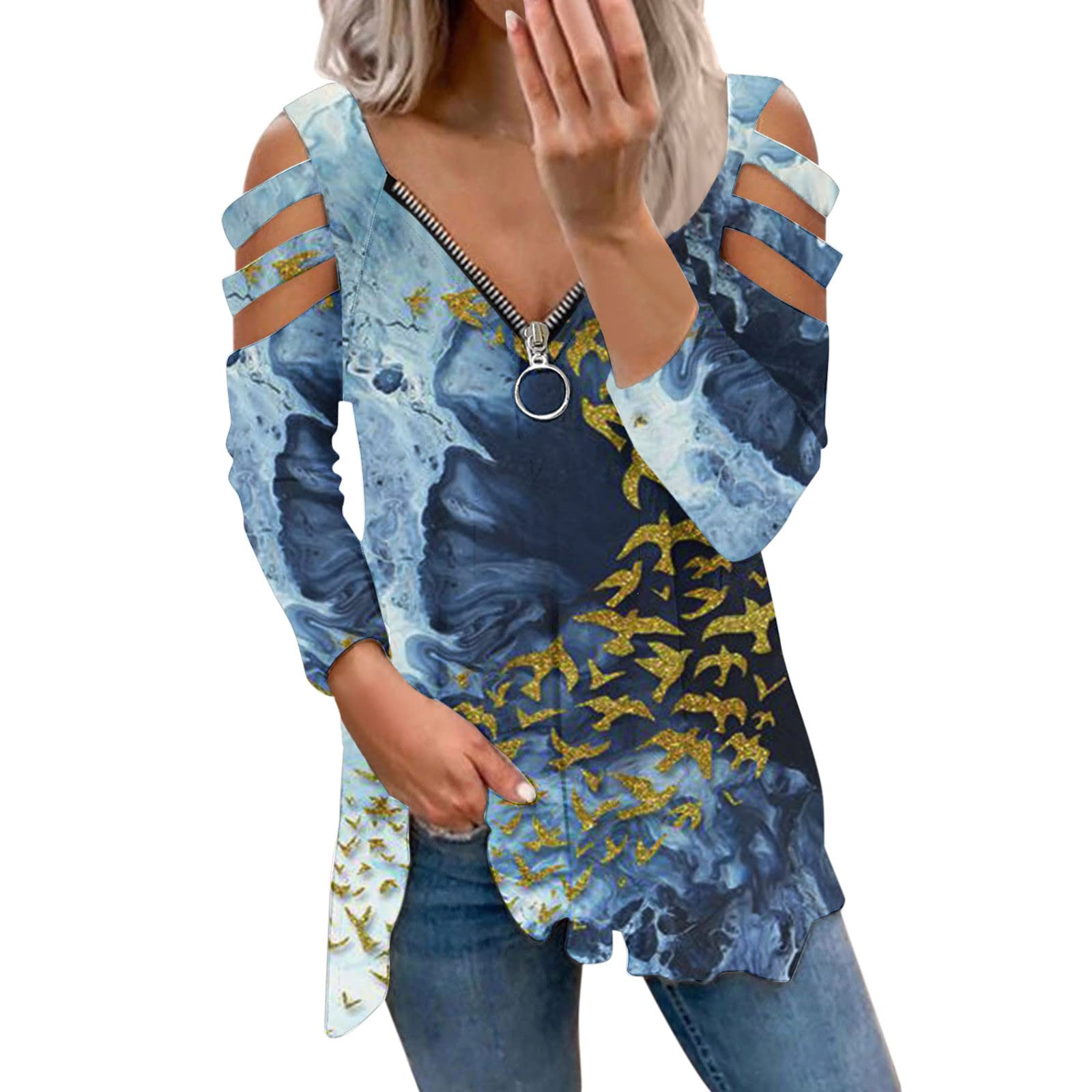 Western Style Women's Long Sleeve Zipper Shirt - Casual Tops for Outdoor & Work