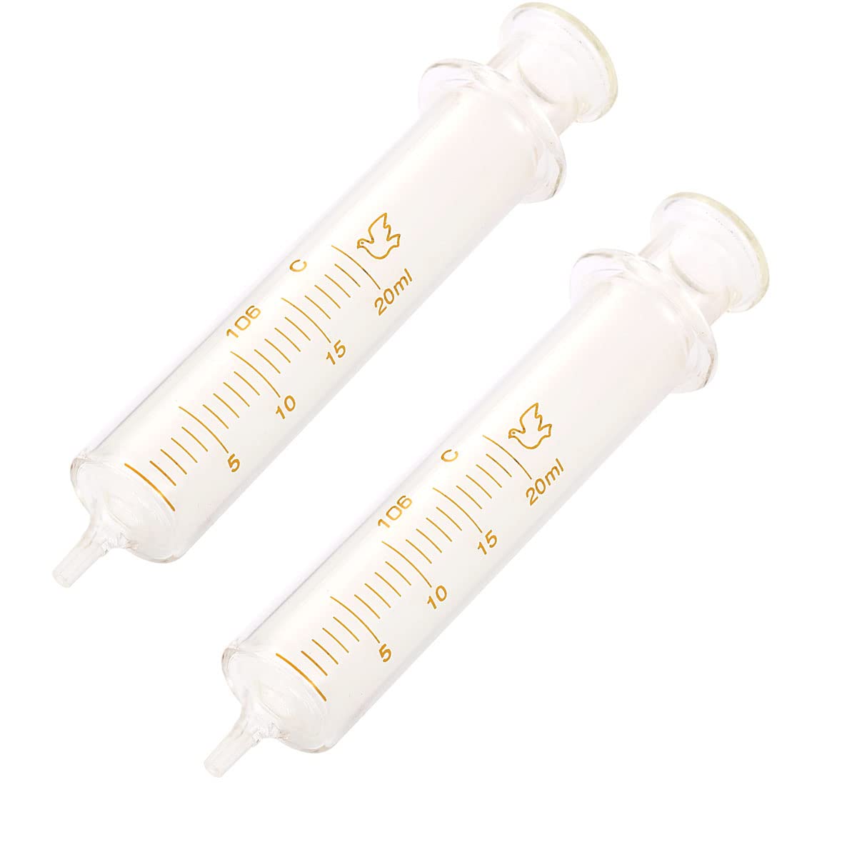 20ml Glass Syringe 2 Pack - Reusable Clear Scale Lab Sampler for Essential Oils, Liquid Measurement & Scientific Experiments | Durable Glass Material