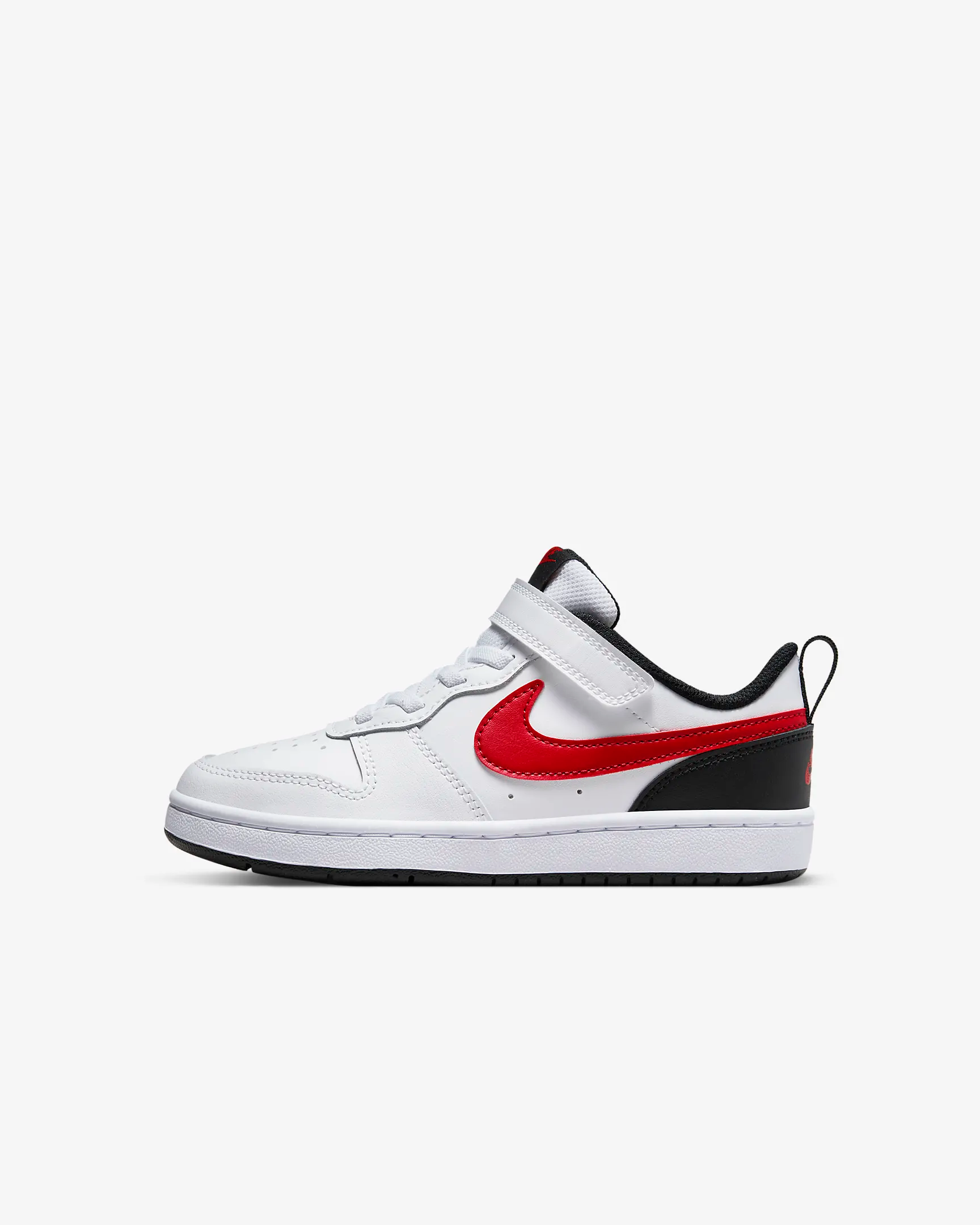 Nike Kid's Court Borough Low 2 Sneakers - White/Black/University Red - Comfortable Basketball Shoes for Boys & Girls - Perfect for School, Playground & Sports Activities