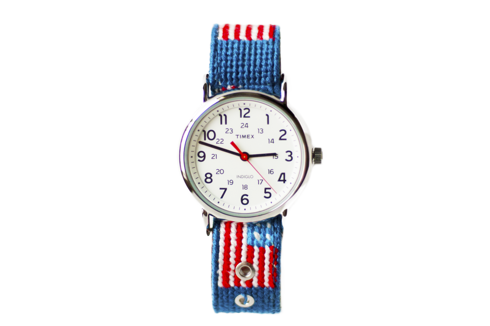 Patriotic American Flag Needlepoint Watch Band with Timex Watch Face - Perfect for 4th of July, Veterans Day & Patriotic Events