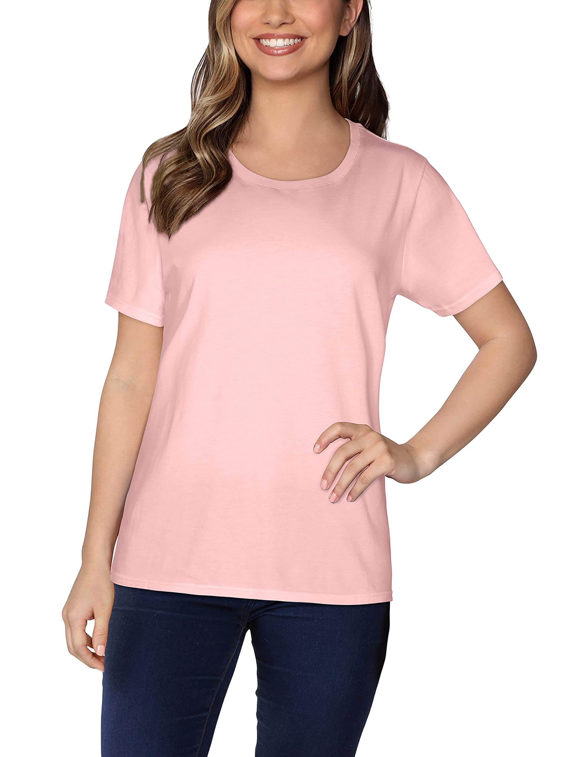 Fruit of the Loom Women's Pima Cotton Short Sleeve T-Shirt - Soft & Comfortable Crew Neck Tee for Casual Wear, Layering & Everyday Outfits