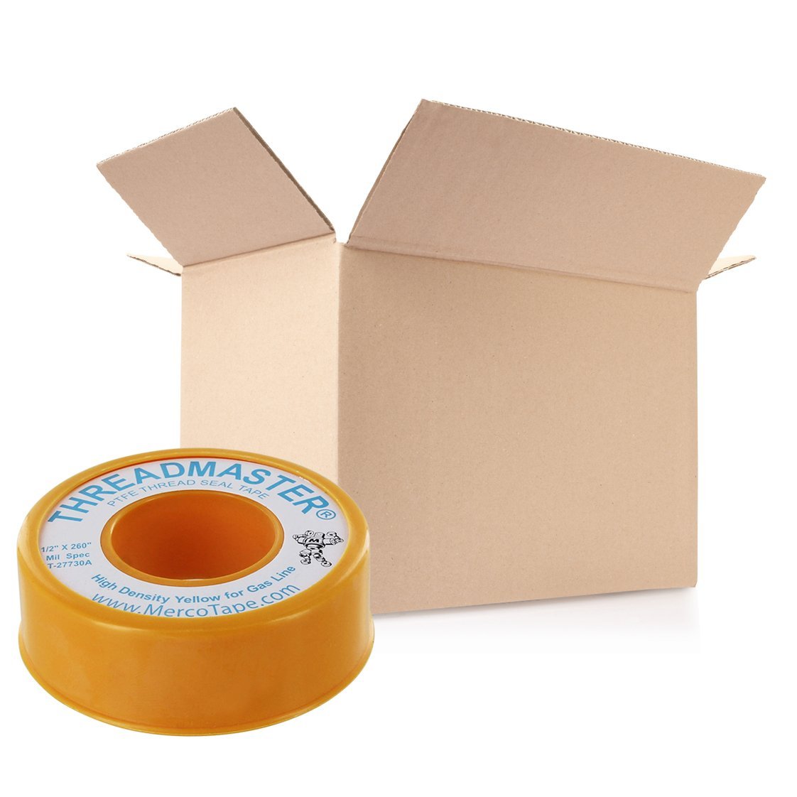 Rugged Blue M 44 Threadmaster PTFE Thread Seal Tape 1/2 Inch x 260 Inch (Yellow) - 100 Pack - Ideal for Plumbing, Pipe Fittings & DIY Home Repairs