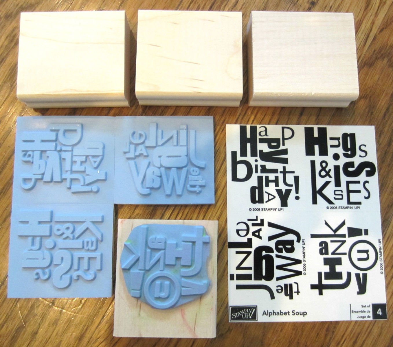 Stampin Up Rubber Stamps Set Of 4 - Alphabet Soup Collection for Card Making, Scrapbooking & DIY Crafts | Perfect for Greeting Cards, Journals & Home Decor