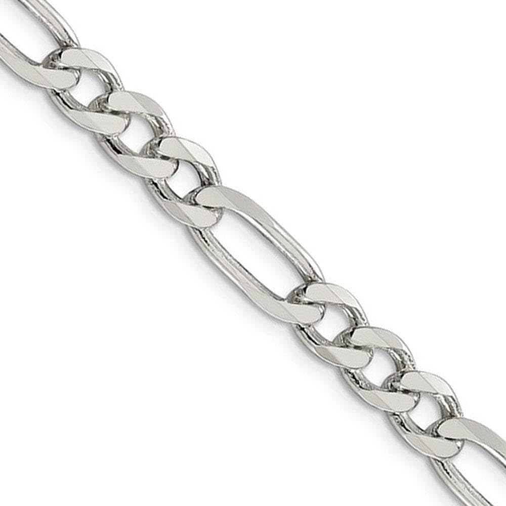The Black Bow Men's 6.5mm Rhodium Plated Sterling Silver Solid Figaro Chain Necklace - Perfect for Casual and Formal Occasions