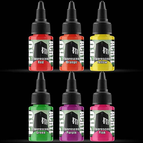 Pro Acryl Fluorescent Paint Set - 12 Vibrant Colors for Artists & Hobbyists - Perfect for Canvas Painting, Airbrushing & DIY Crafts