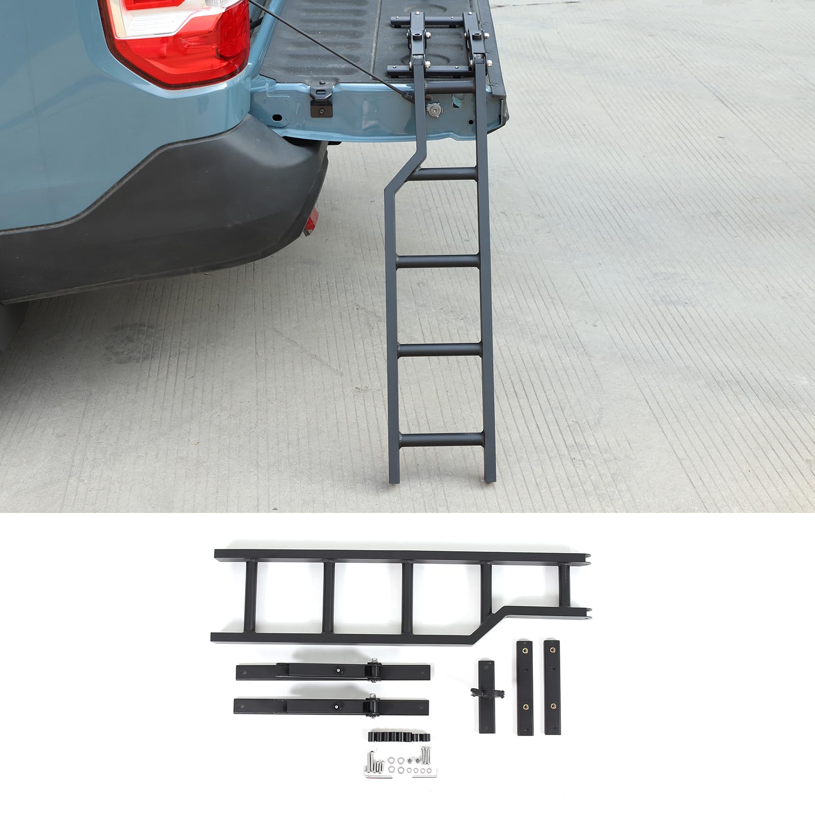 Foldable Tailgate Ladder Rack for Ford Maverick 2022-2024 | Aluminum Step Grip Plates Accessories | Pickup Truck Tailgate Ladder for Easy Loading & Outdoor Adventures